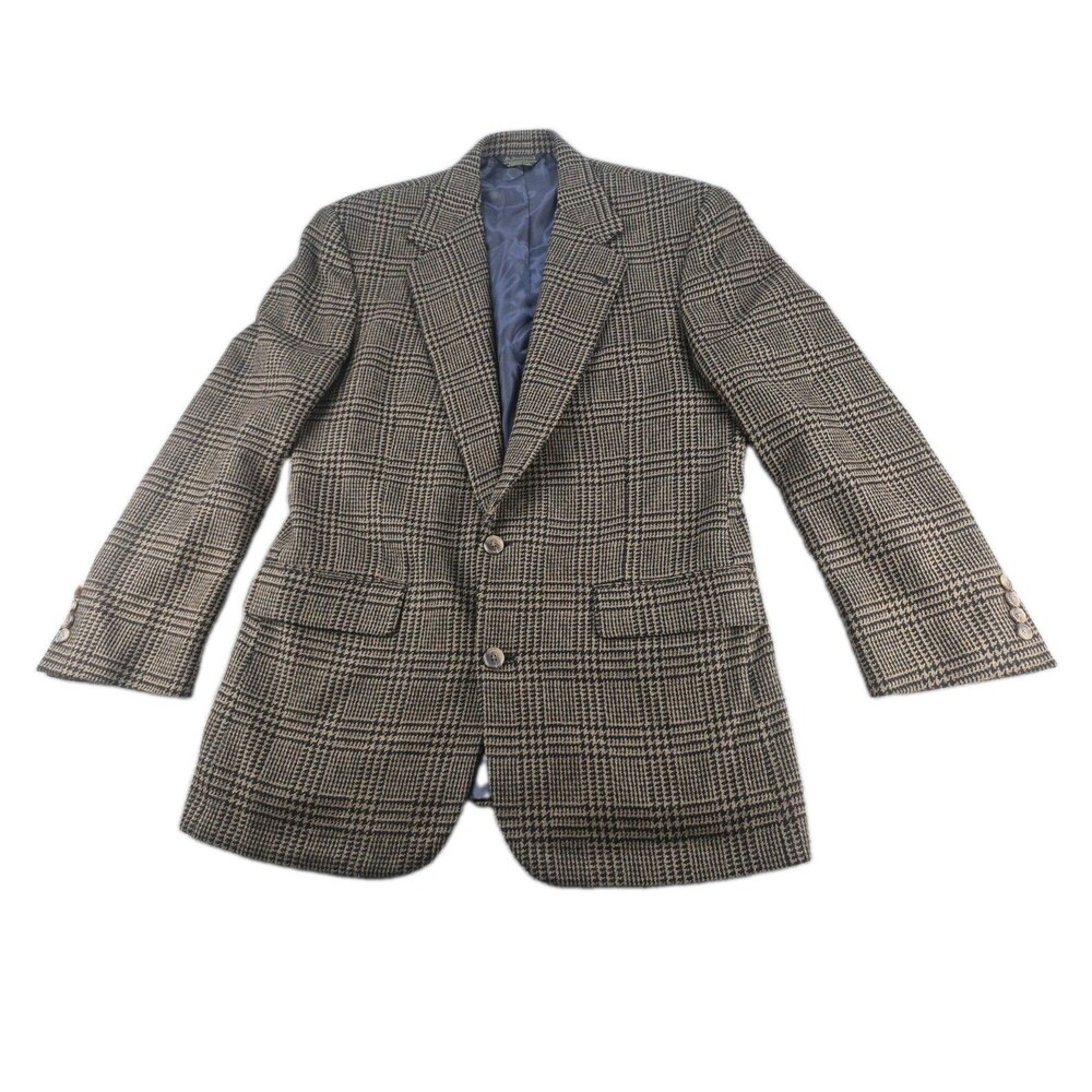 Southwick Vintage Sport Coat Men Sz 42R Brown 100% Wool Houndstooth Blazer USA
